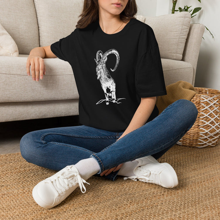 The Krikri Dark Shirt featuring a graphic of the iconic Kri-Kri goat on a black tee.